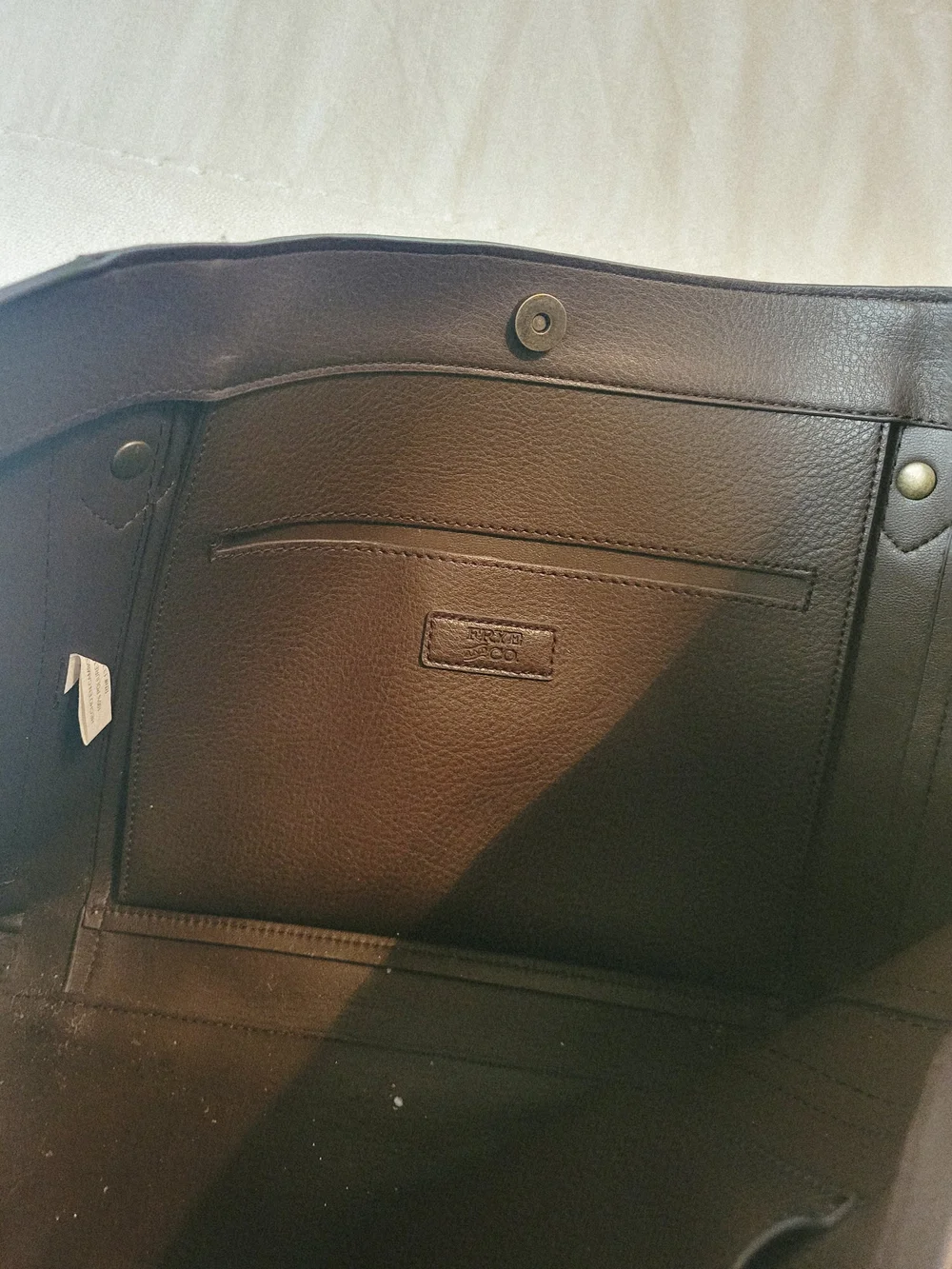 FRYE & CO. Warm Taupe Large Faux Leather Shoulder Tote Bag Purse